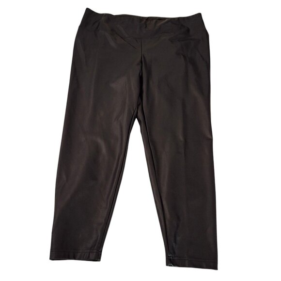 Catherine Malandrino Size 2X Faux Leather Pants Flat Front Stretchy Pullon - Picture 1 of 4